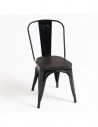 alt= silla Tolix madera oscura