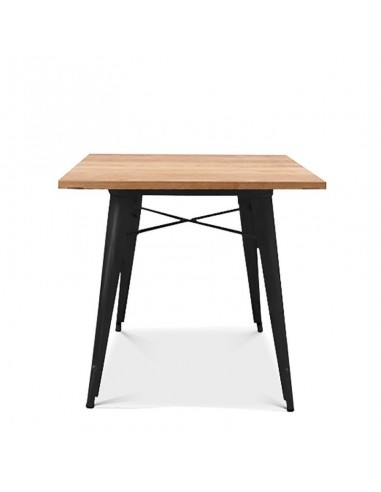alt= mesa Tolix madera natural