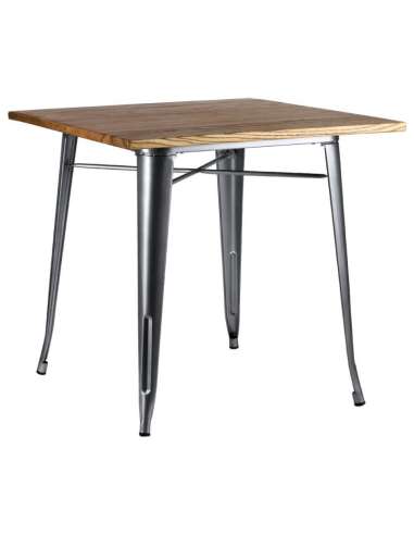 alt= mesa Tolix madera natural