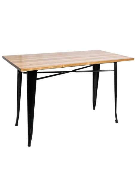 alt= mesa Tolix madera natural