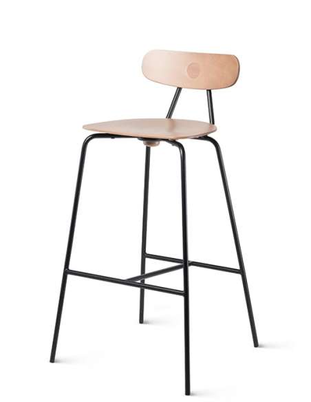 alt= Taburete Skool roble