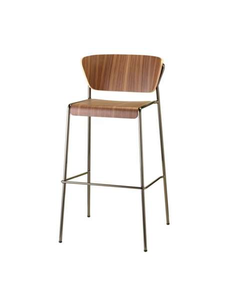 alt= Taburete Lisa con asiento de madera 65