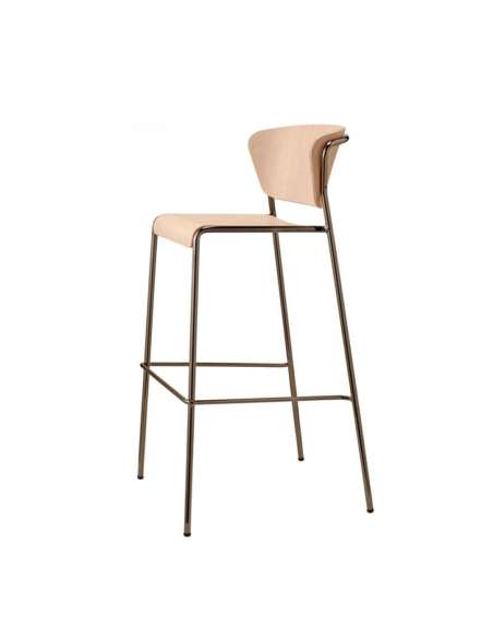 alt= Taburete Lisa con asiento de madera 65