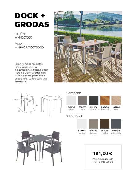 alt= Pack mesa Grodas y 4 sillón Dock