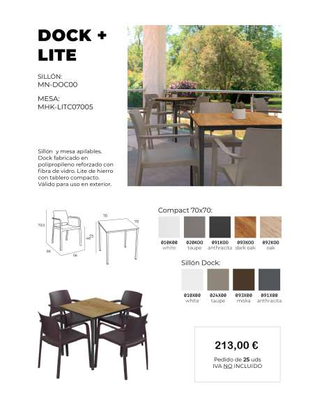 alt= Pack mesa Lite y 4 sillón Dock