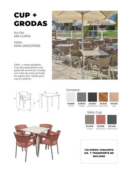 alt= Pack mesa Grodas y 4 sillas Cup